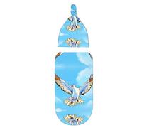 WZYCWB Seagulls in Flight Newborn Swaddle Blanket Newborn Baby Blanket with Matching Head Cap