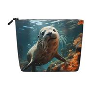 WZYCWB Seal pup in water Patterned cosmetic bag, travel cosmetic bag, multifunctional storage bag, storage for daily necessities