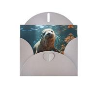 WZYCWB Seal pup in water Patterned Gray Holiday Card (6x4) with Envelope. Suitable for birthdays, weddings, and condolences.