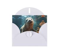 WZYCWB Seal pup in water Printed White Pearlescent Paper Holiday Cards 6x4 Inches - With Envelopes for Birthdays, Weddings, and Condolences