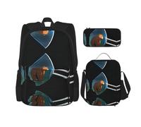 WZYCWB Sealed brown bear Backpack set (3-piece set) - student school bag + pencil case + lunch bag, large capacity backpack