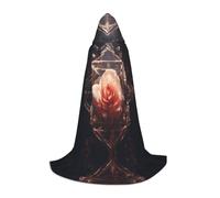 WZYCWB Sealed White Rose Printed Hooded Cape | Cosplay Costume, Halloween Anime Party Prop - Medium