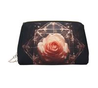 WZYCWB Sealed White Rose Printed Leather Cosmetic Bag for Women - Stylish and Soft, Durable