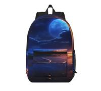 WZYCWB Seaside moonlight Printed backpack with pockets - suitable for work, business trips, travel, sports