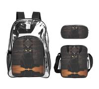 WZYCWB Serious Cat Printed backpack set | Lunch bag and pencil case | Perfect for work, business trips, and vacations.