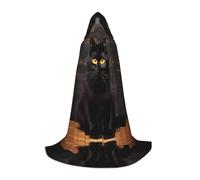 WZYCWB Serious Cat Printed Hooded Cape | Cosplay Costume, Halloween Anime Party Prop - Small