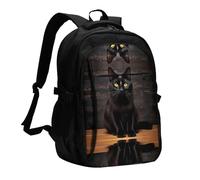 WZYCWB Serious Cat Printed laptop backpack, business men's commuter backpack, computer bag with USB port charging