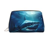 WZYCWB Sharks Under The sea Printed Leather Cosmetic Bag for Women - Stylish and Soft, Durable