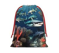 WZYCWB Sharks under the sea S Printed Gift Bags - Perfect for Weddings, Christmas, Birthdays, and Parties - S - L