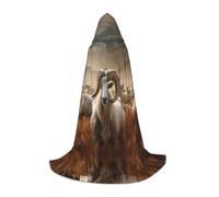 WZYCWB Sheep in the Grasslands Printed Hooded Cape | Cosplay Costume, Halloween Anime Party Prop - Medium