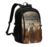 WZYCWB Sheep in the Grasslands Printed laptop backpack, business men's commuter backpack, computer bag with USB port charging
