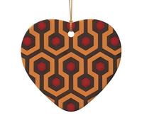 WZYCWB Shining Overlook patterned Heart Shape ceramic pendant, perfect for decorating your home Christmas tree for winter parties