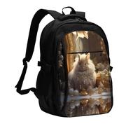 WZYCWB Shiny Bunny Printed laptop backpack, business men's commuter backpack, computer bag with USB port charging
