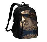 WZYCWB Shiny Cat Printed laptop backpack, business men's commuter backpack, computer bag with USB port charging