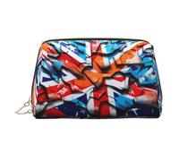 WZYCWB Shock Graffiti Flag Printed Leather Cosmetic Bag for Women - Stylish and Soft, Durable