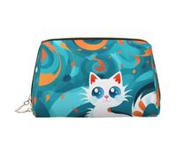 WZYCWB Showy Kitty Printed Leather Cosmetic Bag for Women - Stylish and Soft, Durable