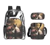 WZYCWB Siamese cat sitting Printed backpack set | Lunch bag and pencil case | Perfect for work, business trips, and vacations.
