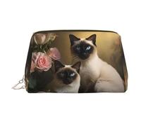 WZYCWB Siamese cat Sitting Printed Leather Cosmetic Bag for Women - Stylish and Soft, Durable