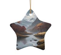 WZYCWB Silent Valley patterned Star Shape ceramic pendant, perfect for decorating your home Christmas tree for winter parties