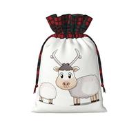 WZYCWB Silly Sheep Christmas Gift Bags for Christmas Party Supplies Decorations, 8.3 * 11.8 Inch Colorblock Burlap Drawstring Gift Bags,