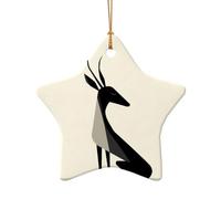 WZYCWB Simple Deer patterned Star Shape ceramic pendant, perfect for decorating your home Christmas tree for winter parties