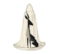 WZYCWB Simple Deer Printed Large Hooded Cape, Holiday Party Costume, Carnival Party Prop, Sizes S/M/L