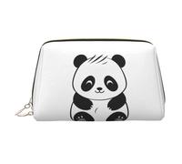 WZYCWB Simple Panda Printed Leather Cosmetic Bag for Women - Stylish and Soft, Durable
