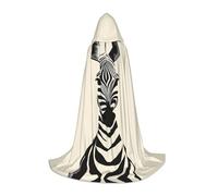 WZYCWB Simple Zebra Printed Medium Hooded Cape, Holiday Party Costume, Carnival Party Prop, Sizes S/M/L