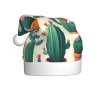 WZYCWB Simplified Cactus Printed Santa Hats - Perfect for Christmas Eve, New Year's Eve, and Holiday Parties