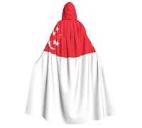 WZYCWB Singapore Flag Adult Hooded Cape - Perfect for Halloween parties, cosplay, stage performances, and themed gatherings.