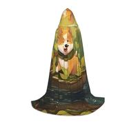 WZYCWB Sitting Dog Printed Hooded Cape | Cosplay Costume, Halloween Anime Party Prop - Medium