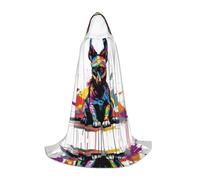 WZYCWB Sitting Doodle Dog Printed Hooded Cape | Cosplay Costume, Halloween Anime Party Prop - Small