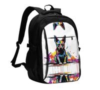 WZYCWB Sitting Doodle Dog Printed laptop backpack, business men's commuter backpack, computer bag with USB port charging