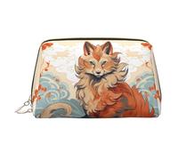 WZYCWB Sitting Fox Printed Leather Cosmetic Bag for Women - Stylish and Soft, Durable