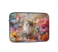 WZYCWB Sitting grey cat 17 inch Laptop sleeve compatible with 10-17-inch laptops. A lightweight, portable, and stylish accessory.