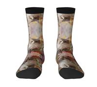 WZYCWB Sitting grey cat 2 Black-1 Print Mid-Calf Socks, Elastic Sports Socks, Suitable for Running, Fitness, and Daily Workouts