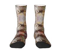 WZYCWB Sitting grey cat 2 Black-2 Print Mid-Calf Socks, Elastic Sports Socks, Suitable for Running, Fitness, and Daily Workouts