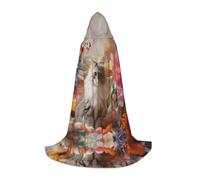 WZYCWB Sitting grey cat S Patterned Hooded Cape Cosplay Costume - Holiday Party Costume Props
