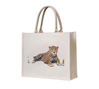 WZYCWB Sitting leopard Printed three-dimensional canvas tote bag suitable for travel, work, fitness, camping and beach carrying