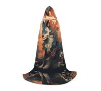 WZYCWB Sitting Tengu Printed Hooded Cape | Cosplay Costume, Halloween Anime Party Prop - Small