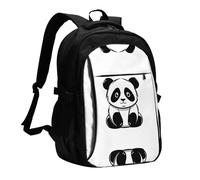 WZYCWB Sketch of a panda Printed laptop backpack, business men's commuter backpack, computer bag with USB port charging