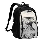 WZYCWB sketch of an eagle Printed laptop backpack, business men's commuter backpack, computer bag with USB port charging