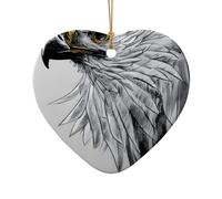 WZYCWB Sketching an eagle patterned Heart Shape ceramic pendant, perfect for decorating your home Christmas tree for winter parties