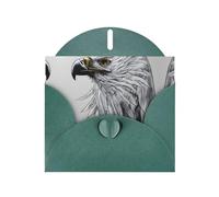 WZYCWB Sketching an eagle Printed Dark Green Pearlescent Paper Holiday Cards 6x4 Inches - With Envelopes for Birthdays, Weddings, and Condolences
