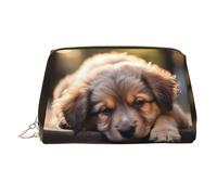 WZYCWB Sleeping Puppies Printed Leather Cosmetic Bag for Women - Stylish and Soft, Durable