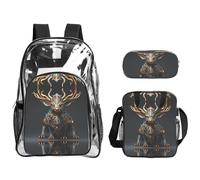WZYCWB Small mechanical deer Printed backpack set | Lunch bag and pencil case | Perfect for work, business trips, and vacations.