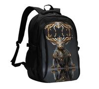 WZYCWB Small mechanical deer Printed laptop backpack, business men's commuter backpack, computer bag with USB port charging