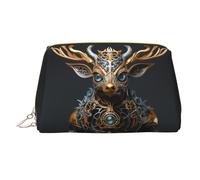 WZYCWB Small Mechanical Deer Printed Leather Cosmetic Bag for Women - Stylish and Soft, Durable