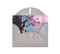 WZYCWB Small pink flowers Printed Gray Pearlescent Paper Holiday Card with Envelope. Suitable for birthday wishes wedding congratulations and condolences.