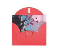 WZYCWB Small pink flowers Printed Red Pearlescent Paper Holiday Card with Envelope. Suitable for birthday wishes wedding congratulations and condolences.
